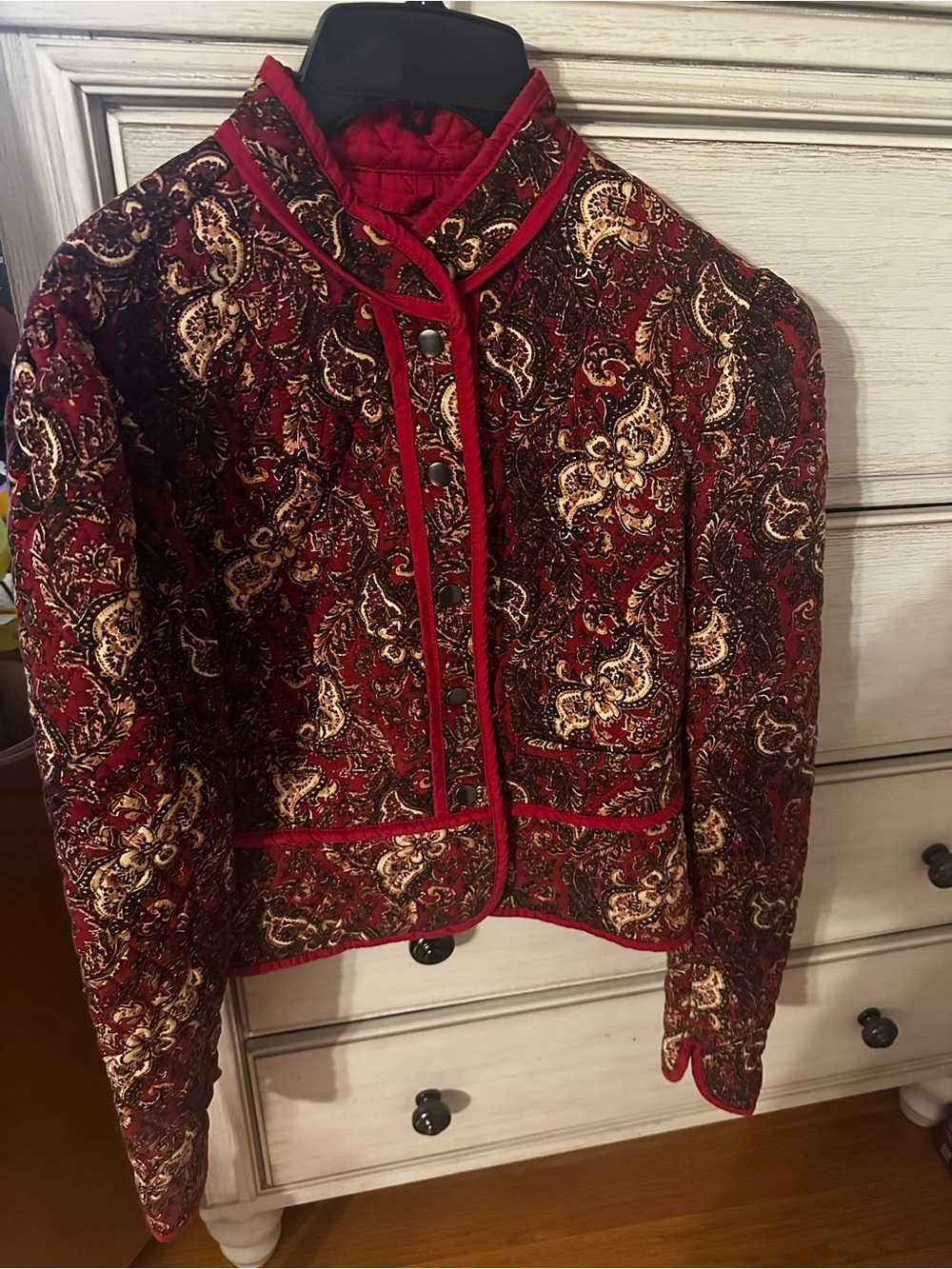 Free People Red Paisley Quilted Jacket